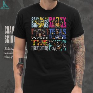 Savannah Bananas Party Animals Firefighters Colorful Mascot Grid T Shirt
