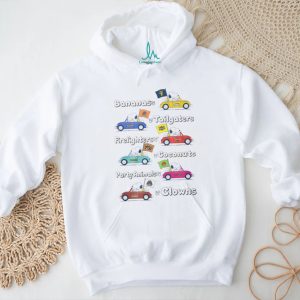 Snoopy and Friends Driving Banana Ball Team Cars Funny T Shirt