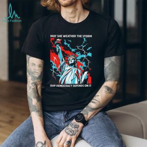 Statue of Liberty Democracy Storm Graphic T Shirt