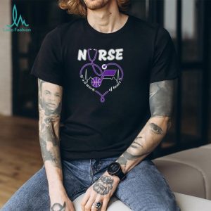 Utah Jazz Purple Basketball Logo Stethoscope Heart Nurse Work Of Heart T Shirt