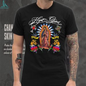 Virgin Mary American Flag Patriotic Religious Tattoo Style T Shirt