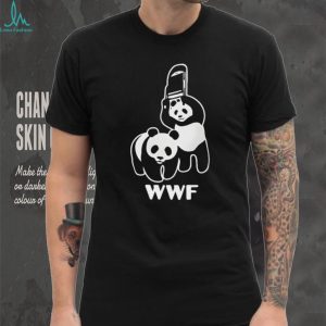 WWF Panda Bear Chainsaw Funny Conservation Humor Graphic T Shirt