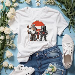 Wizard And Black Knight Fantasy Meme Road Sign Adventure T Shirt