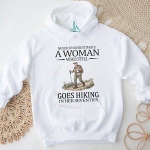 Woman Hiker Seventies Theme Mountain Hiking Active Senior T Shirt