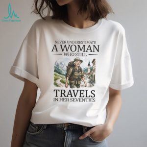 Woman Traveler Seventies Theme Global Travel Active Senior T Shirt