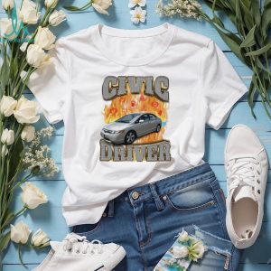 Civic driver car on flame graphic shirt
