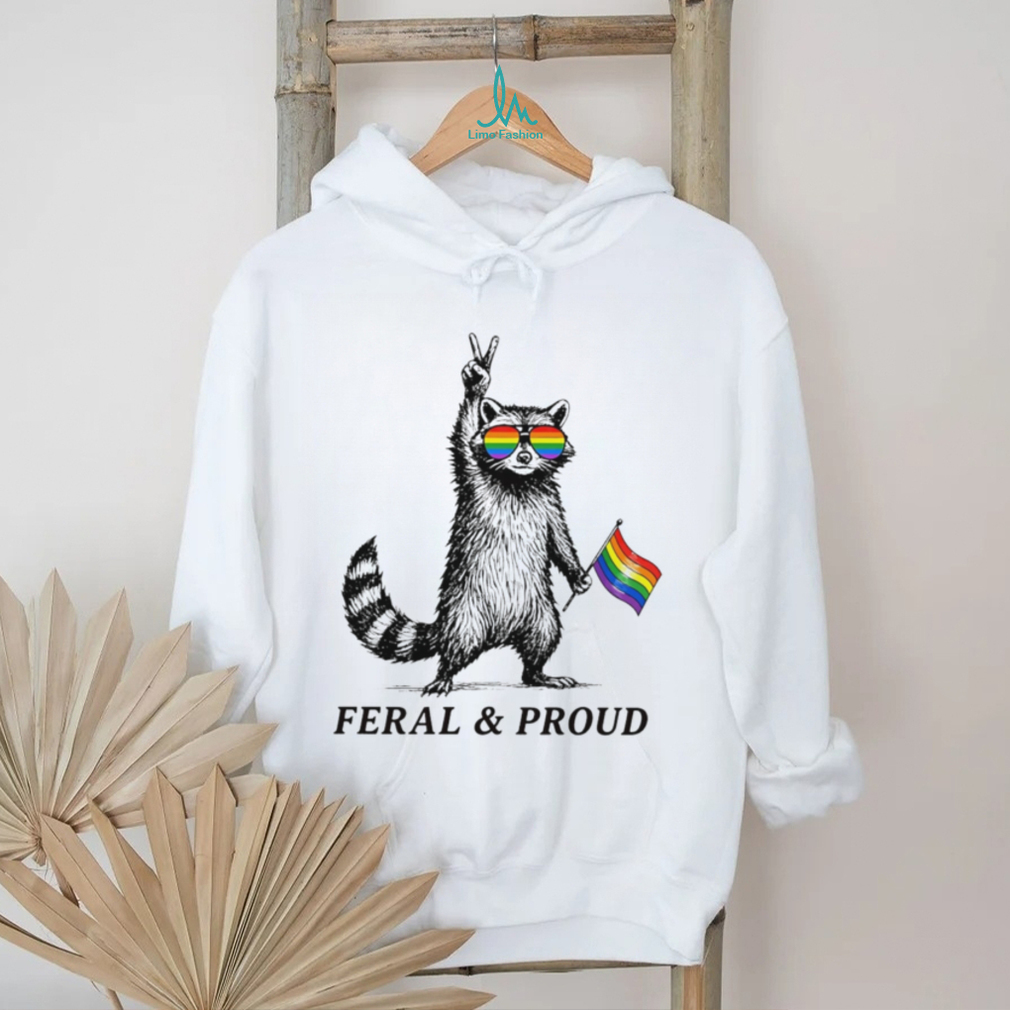 Feral and proud racoon with pride sunglasses and rainbow flag shirt Feral and proud racoon with pride sunglasses and rainbow flag shirt