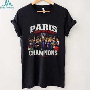 Paris Saint Germain Champions 2026 celebrating victory graphic shirt