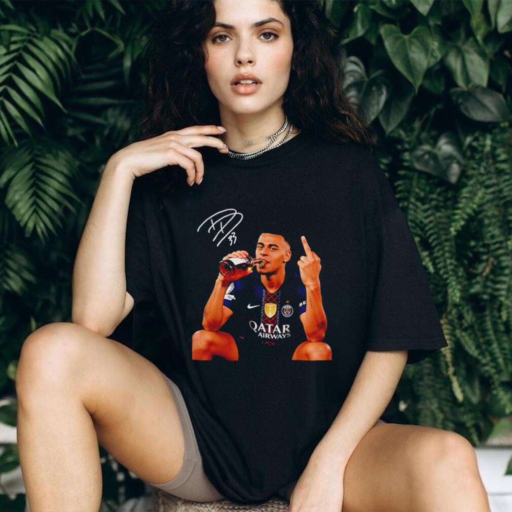 Paris Saint Germain Desire Doue Middle finger signature shirt Paris Saint Germain Desire Doue Middle finger signature shirt