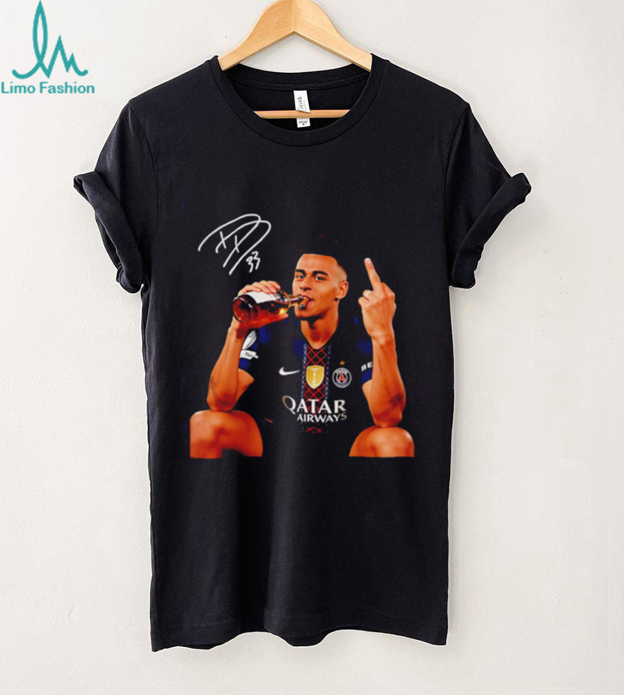 Paris Saint Germain Desire Doue Middle finger signature shirt Paris Saint Germain Desire Doue Middle finger signature shirt