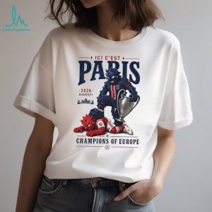 Paris Saint Germain beat Arsenal ici c’est Paris Champions of Europe 2026 Budapest mascot shirt
