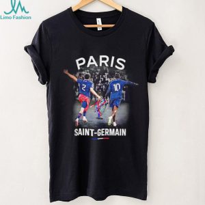 Paris Saint Germain players holding UEFA Champions League trophy shirt