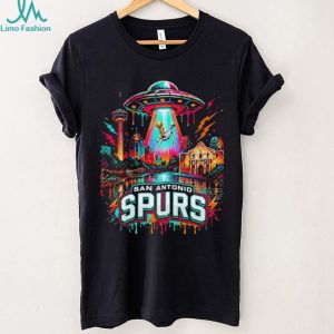 San Antonio Spurs Alien UFO Art Neon Texas Skyline NBA Finals Champions shirt