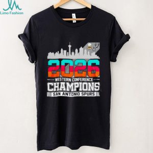 San Antonio Spurs Basketball Western Conference Champions 2026 skyline shirt