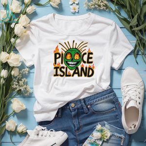 Spooky Island pierce Island green skull graphic shirt
