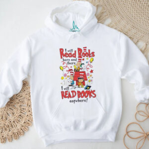 Snoopy i will read books here and there I will read books anywhere shirt