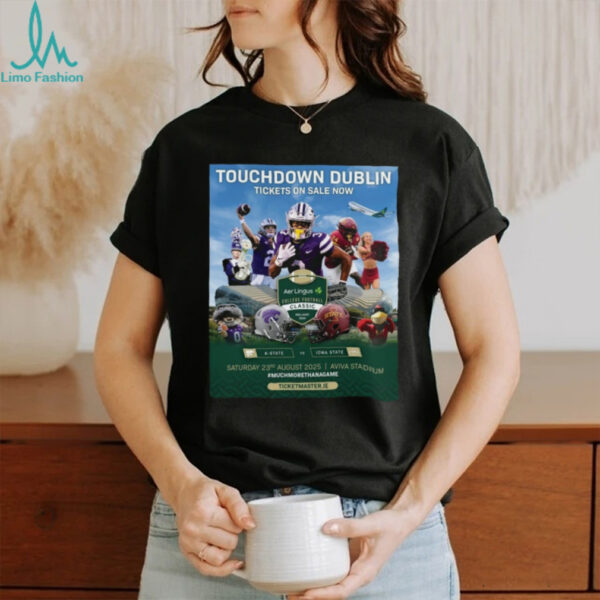 K State Vs Iowa State Touchdown Dublin TIckets On Sale Now Aer Lingus College Football Classic Ireland 2025 Saturday 23rd August Aviva Stadium Helmet Poster T Shirt