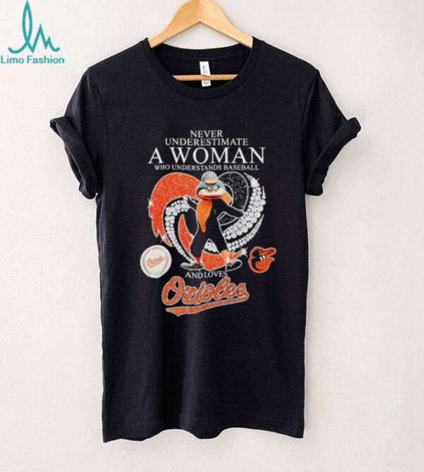 Official Never Underestimate A Woman Who Understands Baseball And Loves Baltimore Orioles Diamond Heart T shirts