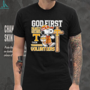 Snoopy God first family second then Tennessee Volunteers shirt