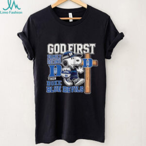 Snoopy God first family second then Duke Blue Devils shirt