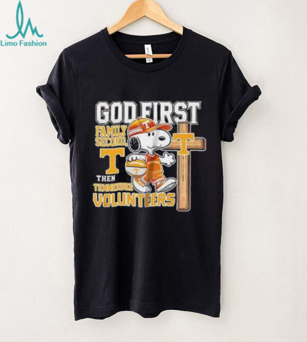 Snoopy God first family second then Tennessee Volunteers shirt