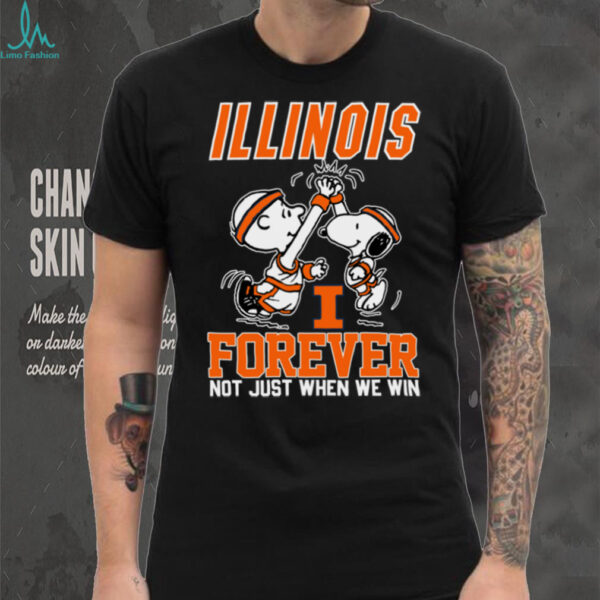 Snoopy High Five Charlie Brown Illinois Fighting Illini Basketball Forever Not Just When We Win Shirt Black