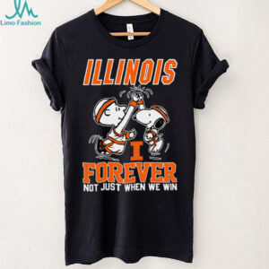 Snoopy High Five Charlie Brown Illinois Fighting Illini Basketball Forever Not Just When We Win Shirt Black