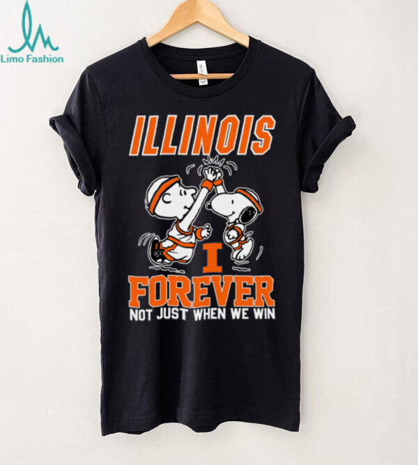 Snoopy High Five Charlie Brown Illinois Fighting Illini Basketball Forever Not Just When We Win Shirt Black