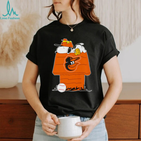 Snoopy and Woodstock sleeping dog house Baltimore Orioles shirt