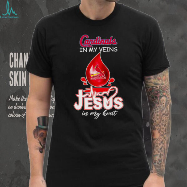 St Louis Cardinals in my veins Jesus in my heart drop blood shirt