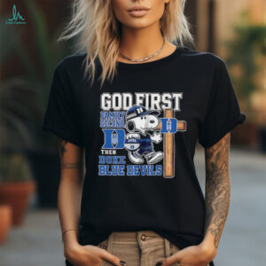 Snoopy God first family second then Duke Blue Devils shirt