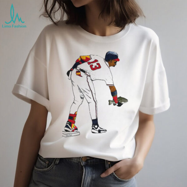 Atlanta Braves Ronald Acuña Jr holding fish shirt