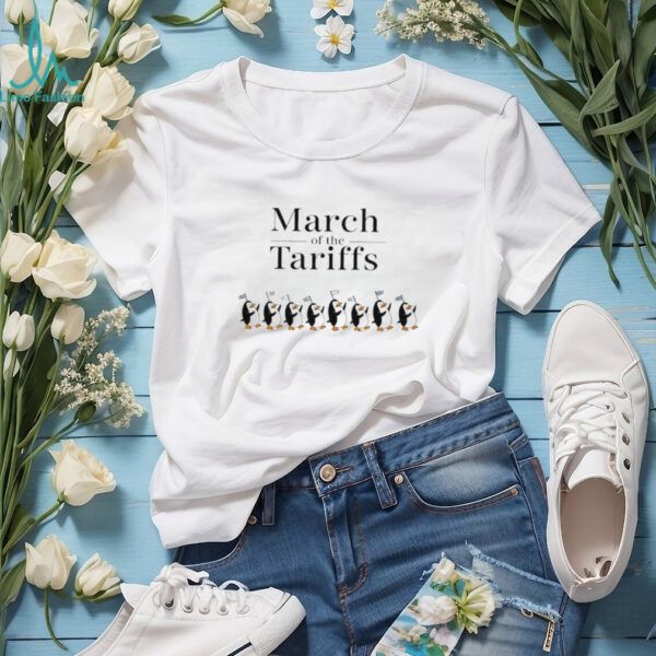 March of the Tariffs Penguins crossing shirt