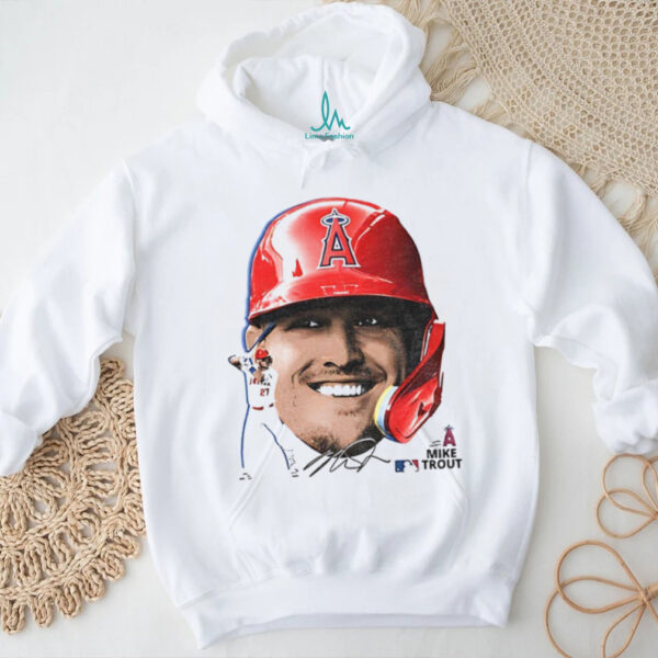 Mike Trout Los Angeles Angels baseball big face signature shirt