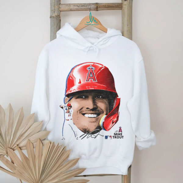 Mike Trout Los Angeles Angels baseball big face signature shirt