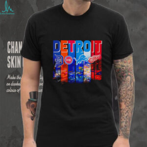 Skyline Detroit city sports logo team shirt