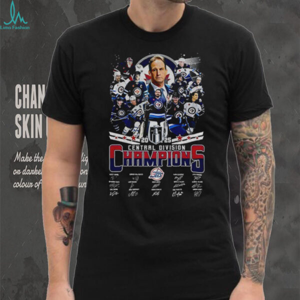 Winnipeg Jets Central Division Champions 2025 signatures shirt