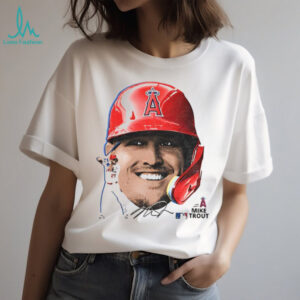 Mike Trout Los Angeles Angels baseball big face signature shirt