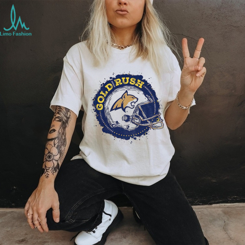 Montana State Bobcats 2025 gold rush football helmet shirt Montana State Bobcats 2025 gold rush football helmet shirt