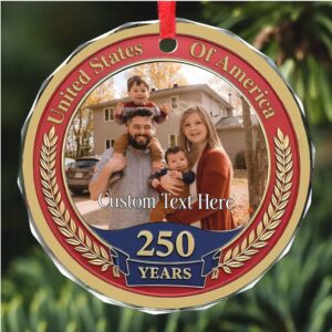 250 Years Anniversary Glass Ornament Customize Photo Patriotic Ornament Personalized 250th Years United States of America Ornament