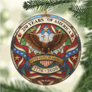 250 Years of America Acrylic Ornament 250th Anniversary Ornament Patriotic 4th of July 1776 2026 Christmas Ornament