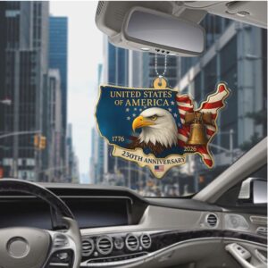 250 Years of America Car Ornament 250th Anniversary 1776 2026 Ornament Patriotic 4th of July Ornament