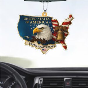 250 Years of America Car Ornament 250th Anniversary 1776 2026 Ornament Patriotic 4th of July Ornament