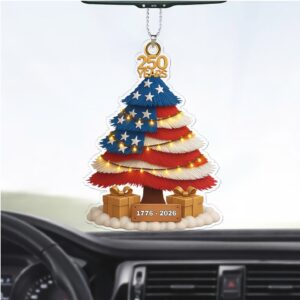250 Years of America Car Ornament 250th Anniversary 1776 2026 Ornament Patriotic 4th of July Ornaments