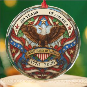 250 Years of America Glass Ornament 250th Anniversary Ornament Celebrate 250th Years United States of America Ornament
