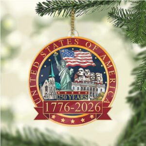 250 Years of America Ornament America 250 Patriotic Christmas Tree Ornament 250 Year Anniversary Independence Day Gift