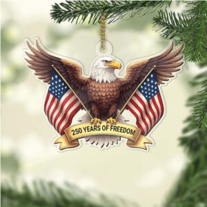 250 Years of Freedom Acrylic Ornament Happy 250th Birthday America 4th of July Christmas Ornament