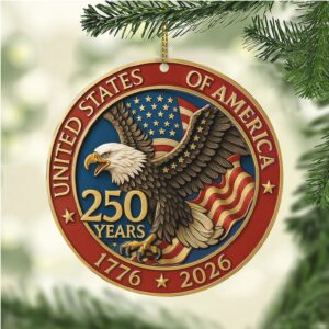 250 Years of the USA Acrylic Ornament 250 Years Anniversary of America 1776–2026 Ornament for Christmas Decor
