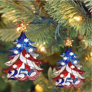 250th Anniversary USA Ornament Faux Stained Glass Patriotic Christmas Ornament 1776–2026 Liberty Decoration