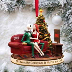 All I Want for Christmas is Netflix and Chill Personalized Christmas Ornament for Couples